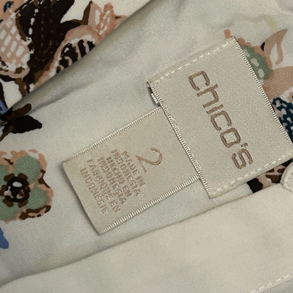 Chico's women's Silky Soft Botanical Lace-up Long sleeve Tunic top size 2 (us si - Picture 3 of 9